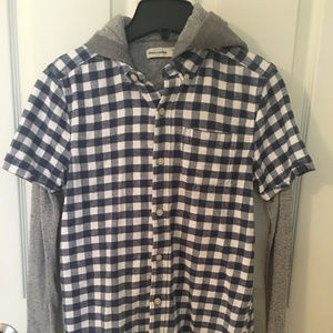 Abercrombie Kids Flannel Button Hoodie Shirt